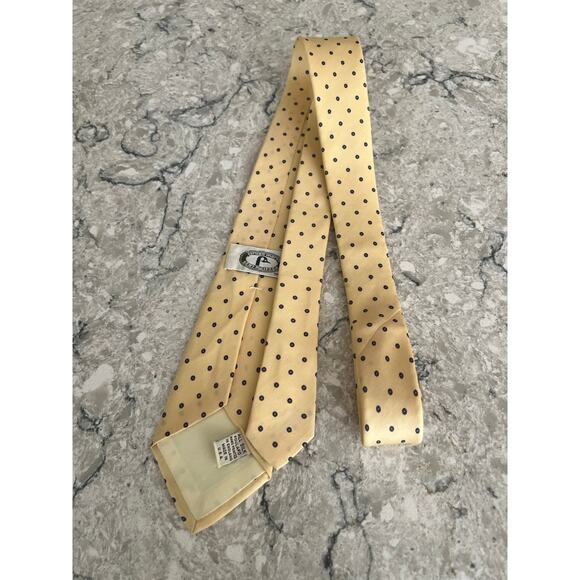 Vintage Bert Pulitzer Men's Silk Neck Tie Yellow Blue Dots Made in USA JL - Picture 4 of 8